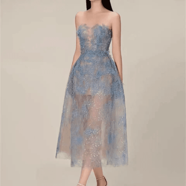 Casual Dresses Luxury Runway Womens Party Dress Fashion Designer Summer O Neck Sleeveless Patchwork Lace Mesh Floral Sequin Prom Long