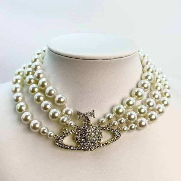 Designer Multilayer Pearl Rhinestone Luxury Orbit Necklace Clavicle Chain Baroque Necklaces Women Wedding Party necklaces High Quatily Jewelry Gift Q260515