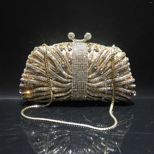 Drawstring XIYUAN Women Golden Crystal Clutch Bag Rhie Evening Bags Party Dinner Shoulder Dia Purses And Handbags zhanyishengli