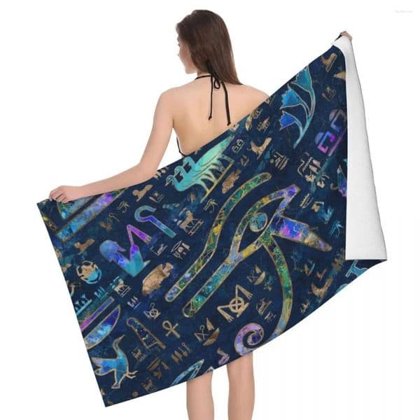 Towel Egyptian Hieroglyphs Abstract Breathable Microfiber Bath Beach Quick Dry Ancient Egypt Bathroom Pool Towels