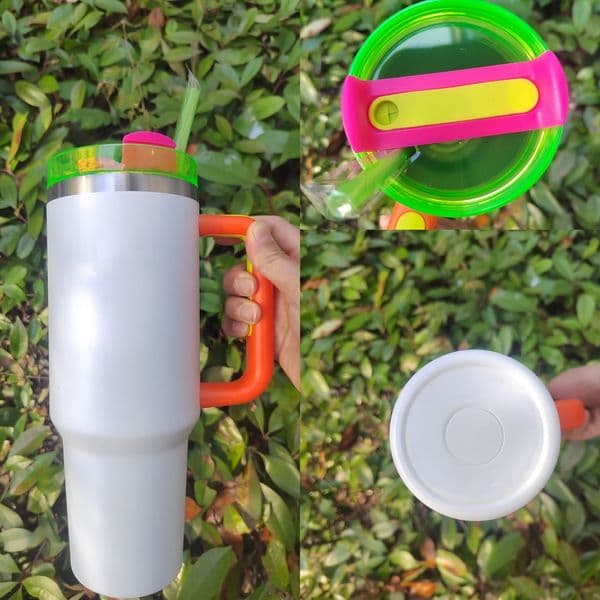 US Warehouse 40oz New Floral Tumblers Cups With Handle and Bow Cap Christmas Stainless Steel tumblers Insulated Travel Car Mugs Large Water Bottles Q260403