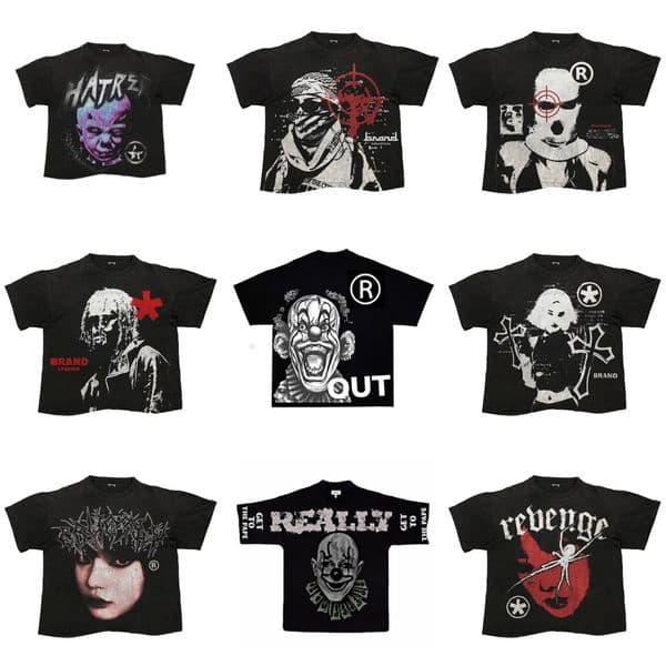 T-Shirt Graphic Print Vintage Gothic Y2k Shirts Summer High Quality Cotton Men's and Women's Casual Loose Short Sleeve Tee Tops Z260225