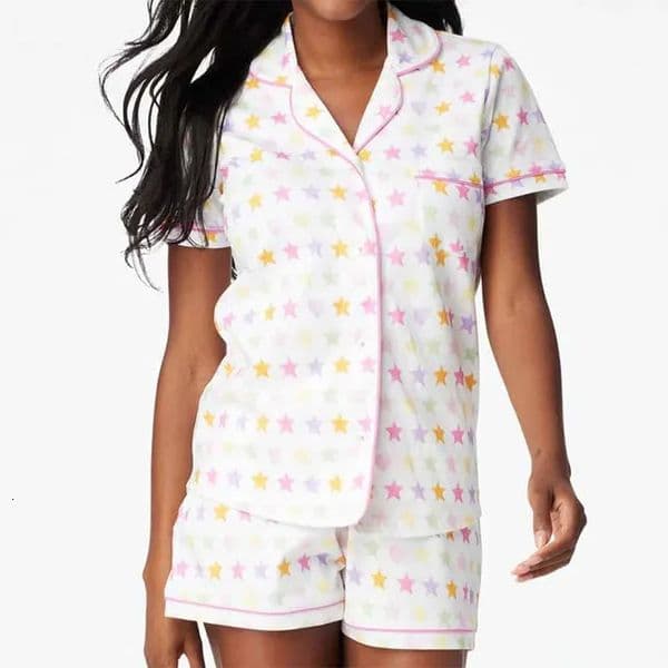 Rollers Rabbits Pjs Set Easter Monkey Cartoon Pajamas Set Women Y2k Clothes Single Breasted Short Sleeve Blouse Shirt Top Shorts 2 Piece Loungewear 1a0