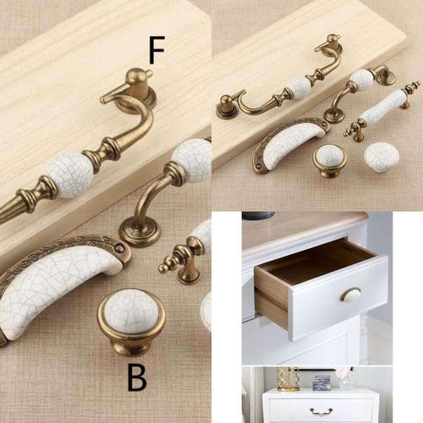 2026 New 1 Pc Ceramic Knobs Pulls Dresser Perfume Drawer Knob Handles Cabinet Door Handle Pull perfume Antique cologne Bronze White Cologne Crack Porcelain Free