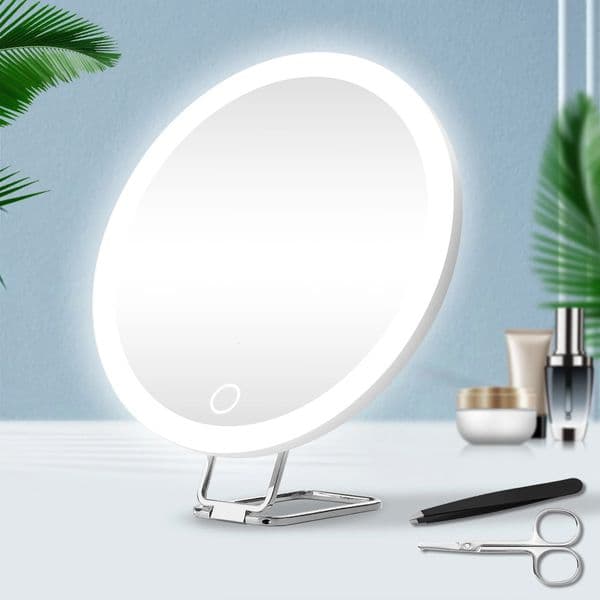 6 Inch Magnifying Light 5-30X Portable Travel Magnified Mirror with 360° Adjustable Stand and Suction Cup 240508