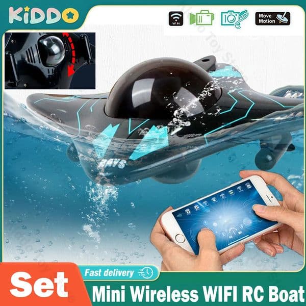 Mini WIFI RC Boat Six-way Submarine Diving Real-time Transmission Underwater Camera Speedboat Po Video Toys Back to School 240518
