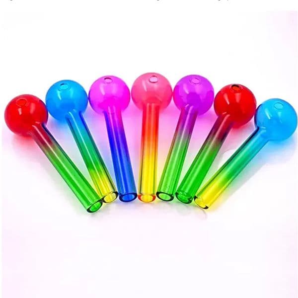 Mini Colorful Glass Smoking Pipes 4inch Lenght Ball Dia 30mm Herb Oils Nails