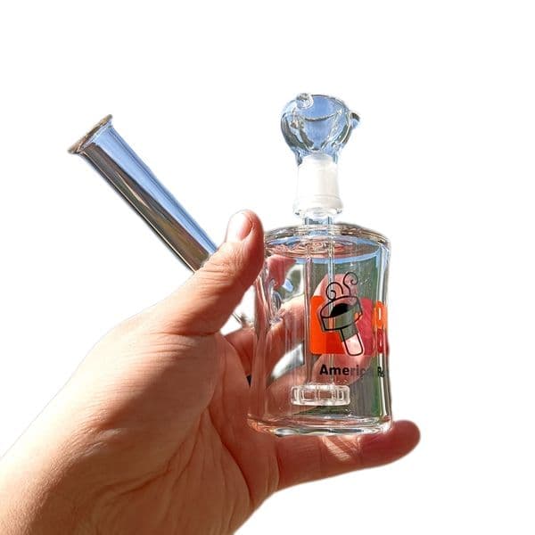 Watering Can Type Glass Bong Hookahs Mini Water Pipes Amber Perc Oil Burner with 14 Female Bowl for Smoking Chisha Shisha