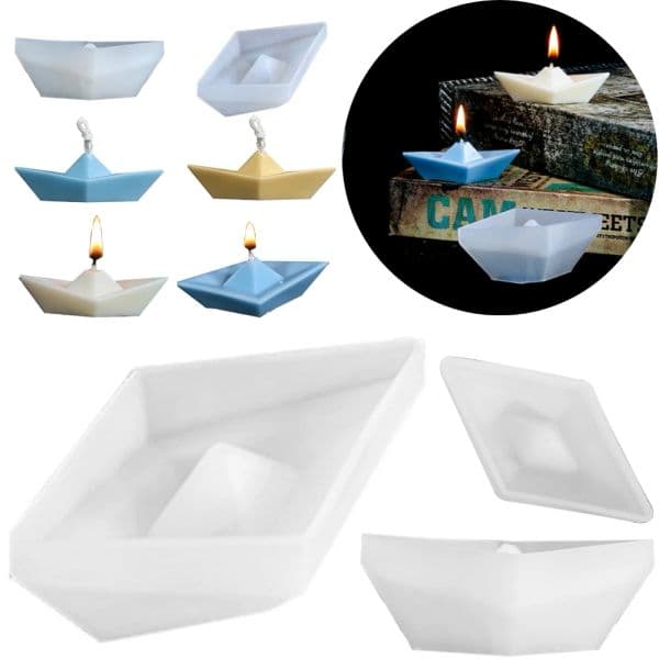 Silicone Boat Candle Mold Temperature Resistant Sailboat Shape Candle Mold Easy To Demould Holiday Gift Resin Craft Making Tools