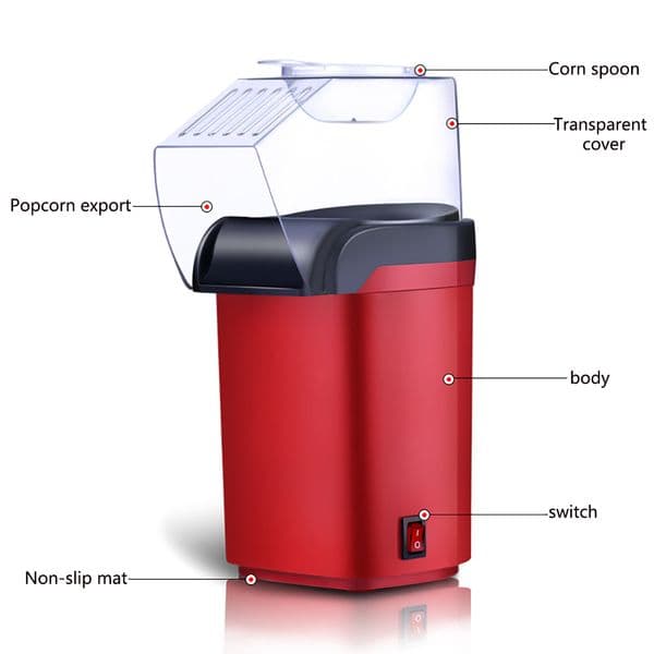 New Home Hot Air Popcorn Popper Maker Microwave Machine Delicious & Healthy Gift Idea for Kids Home-made DIY Popcorn Movie Snack