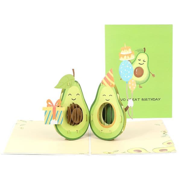 3D Pop Up Happy Birthday Card Cute Avocado Greeting Card for Party,Valentine's Day, Mother's Day,Father's Day