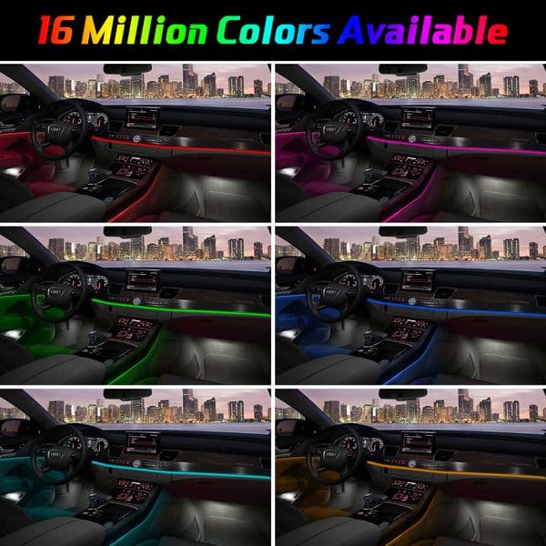 12V Led Optic Fiber Light Car Ambient Interior Light with App Control 2W RGBW Light Source with 3.0mm Tube Skirt Side Glow Cable