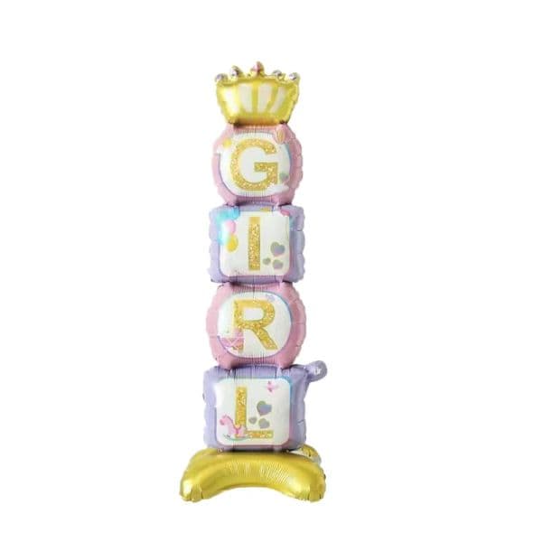 Crown Pedestal Girl Boy Foil Balloons Baby SHowers 1St Birthday Party Decorations