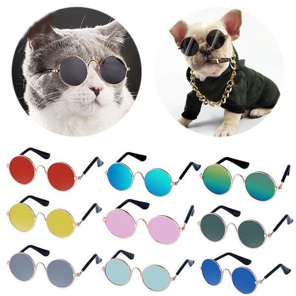 Chain For Man Vintage Cat woman necklace Eye Glasses - Cute Round Pet Sunglasses Small Dogs Cats | Photo Props & Accessories Crystal