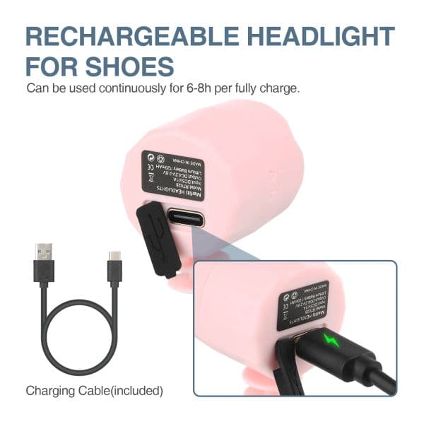 Mafiti 2 Pcs 2025 Headlights for Croc new Shoes, Rechargeable Flashlight Attachment, Led Shoes Lights Charms Gift for Adults & Kids
