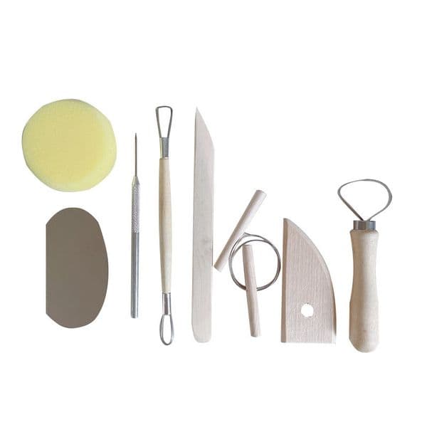 New 8PCS/Set Wooden Pottery Clay Sculpture Carving Tool Ceramics Molding Beginner DIY Making Pottery Clay Tool Practical