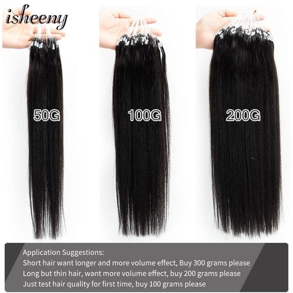 Isheeny Straight Micro Loop Human Hair Extensions 12"-26" Natural Remy Loop Micro Ring Link Hair for Women Real Human Hair