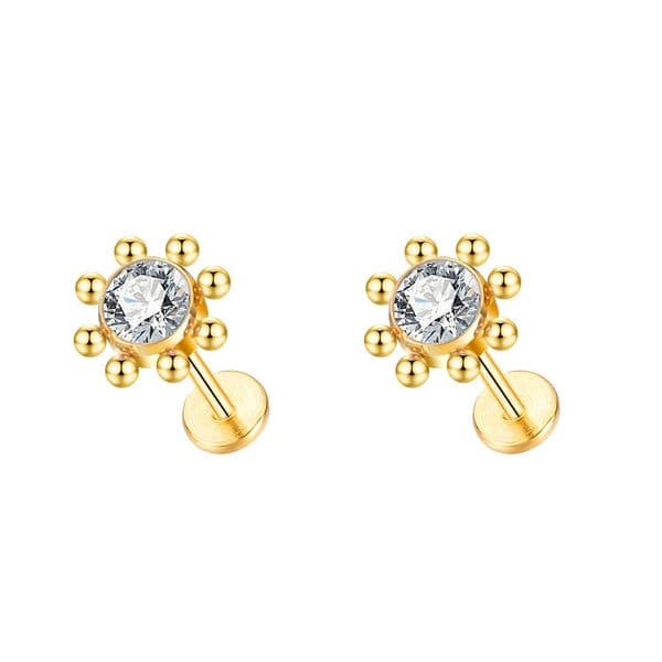 1Pc F136 Titanium Cluster Mini Gold Color Ear Piercing Stud Earrings Tragus Cartilage Earring For Women 1Pc Helix Studs