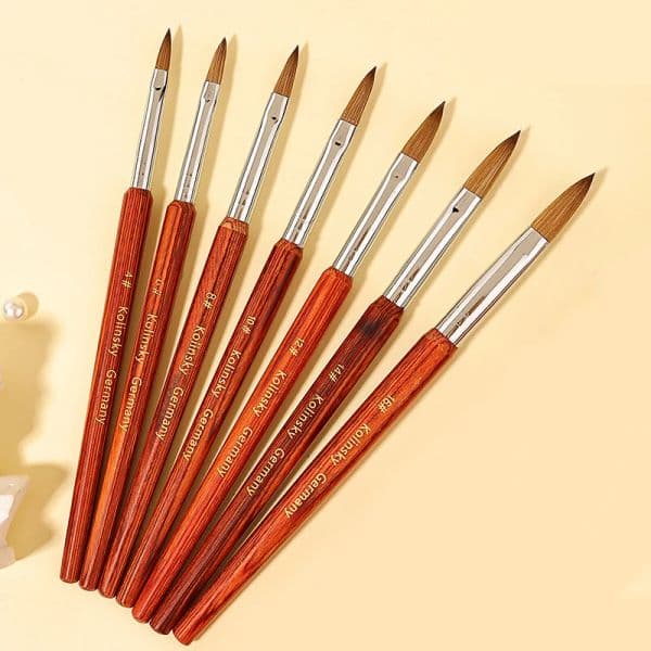 Kolinsky Acrylic Nail Brush Good Quality Nail Art Mink Brush Wood Handle Gel Builder Manicure Brush Drawing Tools Size 6-24