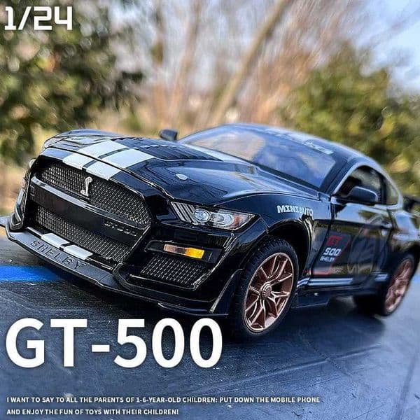 2026 New Diecast Cars 1 24 Ford Mustang Shelby Gt500 Alloy Sports Diecasts Metal Toy Car Model Simulation Sound Light Collection Kids Gifts Toys