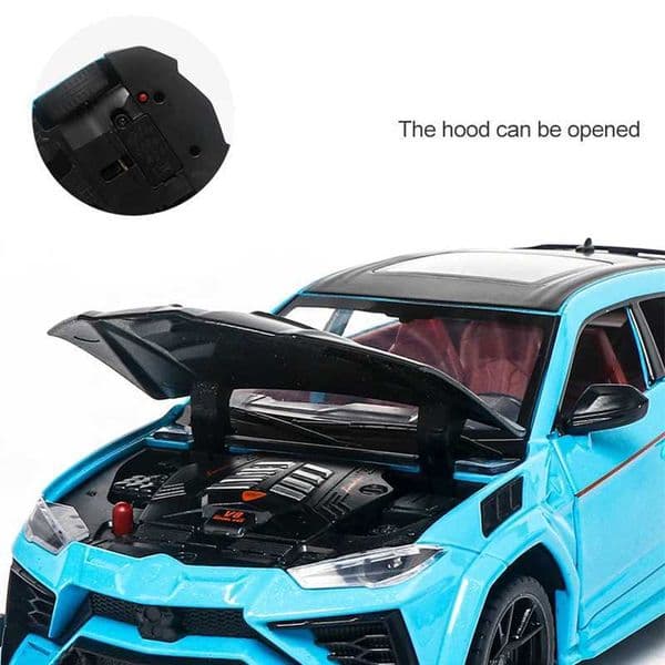 Plane Diecast Cars 1 24 URUS Bison SUV Alloy Sports Diecasts Metal Modified Vehicles Car Model Simulation Sound slot car And Light Kids Toys Gifts Car Track