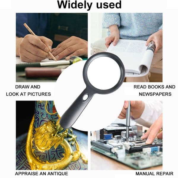 10X Magnifier Handheld Large Magnifying Glass with Light 12 LED Light Magnifying Glass Lens Portable for Reading Book/Newspaper