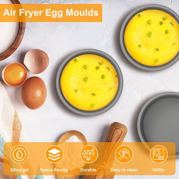 3Pcs Air Fryer Egg Mold Silicone Temperature Resistant Egg Poacher Cups Washable Nonstick Egg Boiler Mold Cup for Oven Microwave