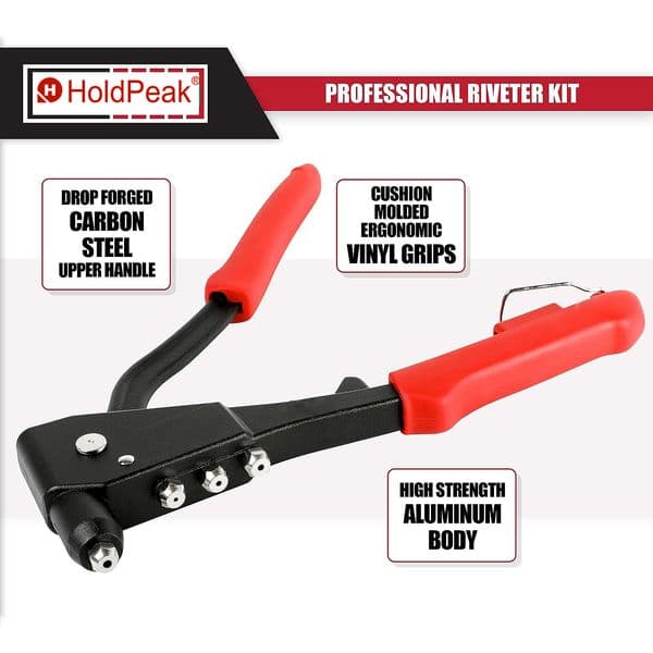 Professional Pop Rivet Gun with 60 Rivets,Handle Hand Riveter Nut Tool -Nails For M2.4 M3.2 M4 M4.8 -Sheet Metal, Duct Work