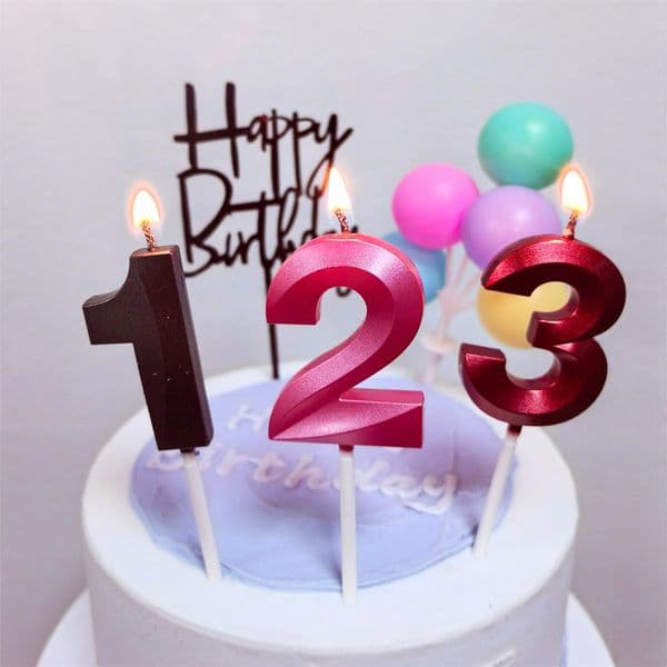 Number Candles Cake Decorations Black Pink Red Years Birthday Holiday Wedding Valentine‘s Day Boy Girl Colorful Party Supplies