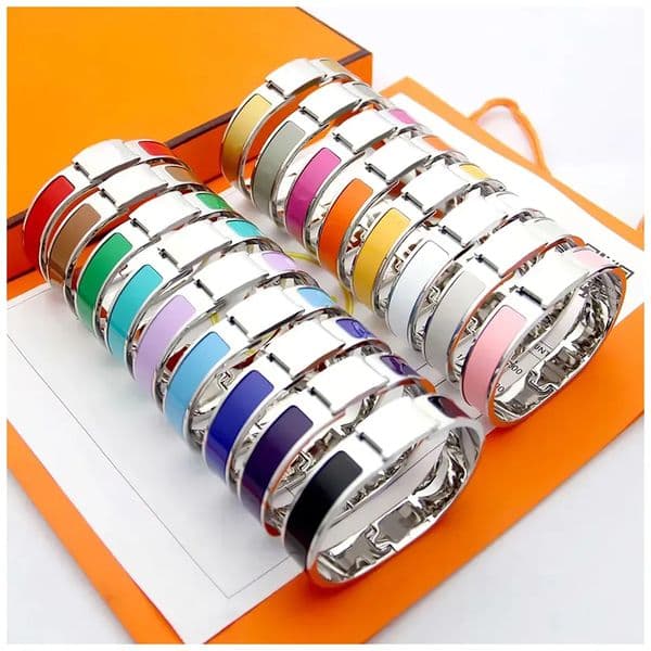 Designer Bracelet Classic Letter Bracelet Men's and Women's Couple's Bracelets 18k Gold Rose Gold Silver Tri-Colour Bangle 12MM Wide Size 17/19 Luxury Jewelry