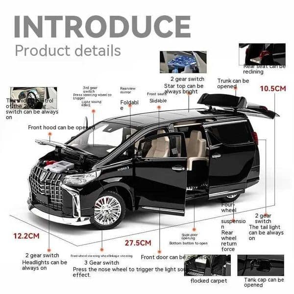 Plane Diecast Cars 1 18 Scale Alphard Alloy Model Car Highly Detailed Collectors slot car Edition Perfect For Display Office Decor Or Gift - A Car Track