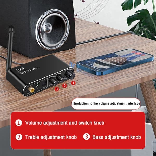 Digital to Analog Audio DAC Converter Spdif Optical Coaxial Signal to 3.5MM 3.5 AUX RCA Amplifier Decoder Bluetooth 5.0 Receiver