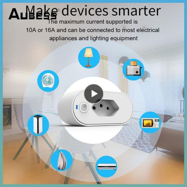 Tuya WiFi 16/20A Smart Plug Brazil Standard Socket with Power Monitor Smart Life APP Remote Voice Control for Home Alexa