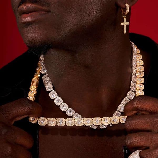Necklace bracelet Moissanite Diamond Custom Vvs Cuban Link S Sier 8mm Large Tennis Chain Solid Back Hiphop