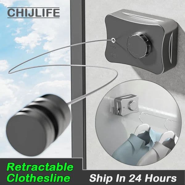 Wall Mounted Invisible Retractable Clothesline Adjustable Laundry Line Clothes Drying Rack Hanger Storage Bathroom Accessories 240523