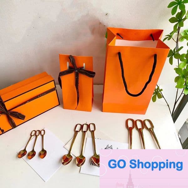 Top 304 Stainless Steel Gold Spoon Soup Spoon Dessert Spoon Coffee Spoon Three-Piece Set Home Gift Wholesale