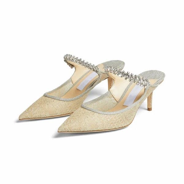 Women Sliver Glitter-covered Leather Bing Women's Sandals Shoes Jewel-embellished Mules & Slipper Twinkle-toed Charm Lady Weddding Bridals Pumps35-42
