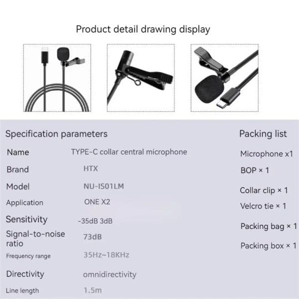 Type-c Lavalier Microphone Compatible For Insta360 One X2/x3 External Hifi Recording Microphone Camera Accessories
