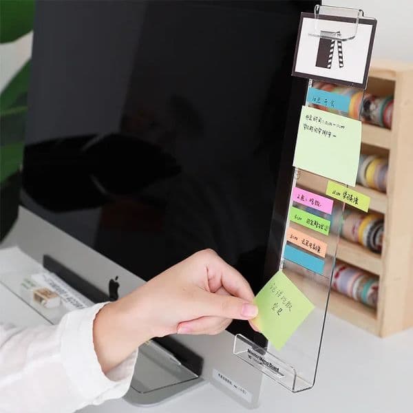 1pc Creative Acrylic Monitor Message Memo Board for Sticky Note Transparent new 2025 Name Card Phone Holder Desktop Plastic Holder