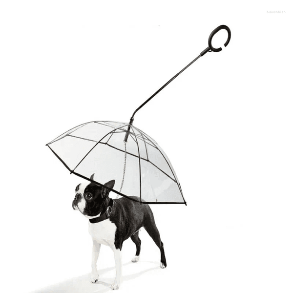 Dog Apparel Est C-shaped Handle Transparent Pet Umbrella With Leashes Necklaces For Outdoor Rain Working