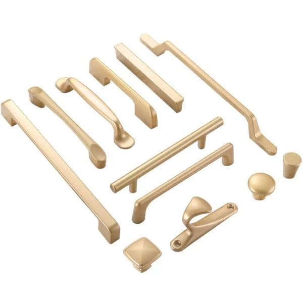 Cabinet Pulls 96-192mm Pitch-row Nordic Style Golden Furniture Handle Partial Single Hole Drawer Knobs Kitchen Cabinet Handles