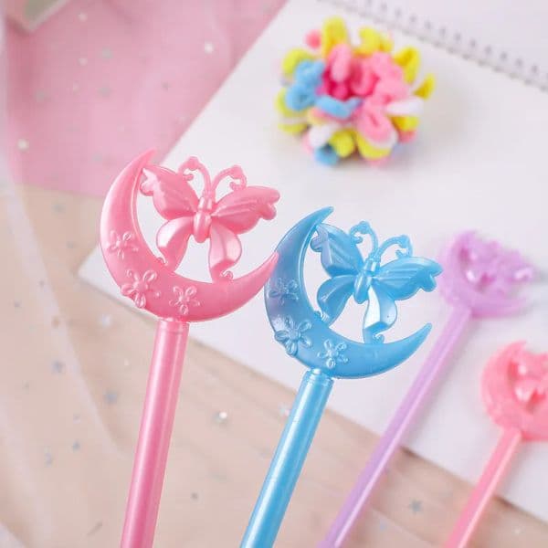 5 Piece Moon Butterfly Gel Pen Lollipop Candy Color Stationery Kawaii Funny Pens