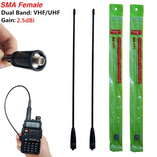 NA-771 SMA-F Antenna NAgoya Female Dual Band VHF/UHF 144/430MHz Soft Antenna NA771 new for baofeng UV-5R UV-82 2025 BF-888S Walkie Talkie