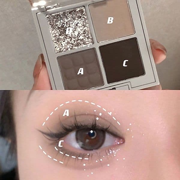 Dark Grey new 4-color Eyeshadow Pearly Bright Matte Glitter Eye Shadow Shimmer Pigment 2025 Palette Lasting Earth Black Makeup