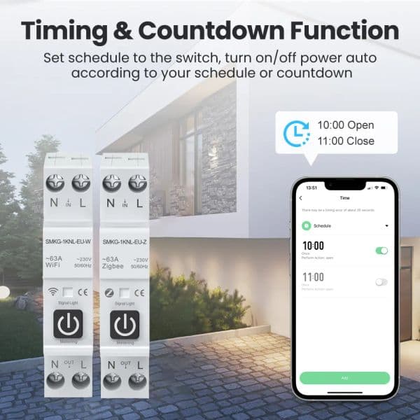 Tuya WiFi ZigBee Smart Circuit Switch With Power Metering adjustable 1-63A DIN Rail 1P Breaker Smart Life Via Alexa Google Home