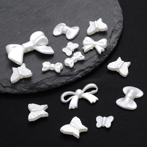 iYOE 100pcs/Bag White Acrylic Flower Beads Loose Bow Knot Jewelry Beads For Making Bracelet Hairpin Diy Craft Necklace Keychain