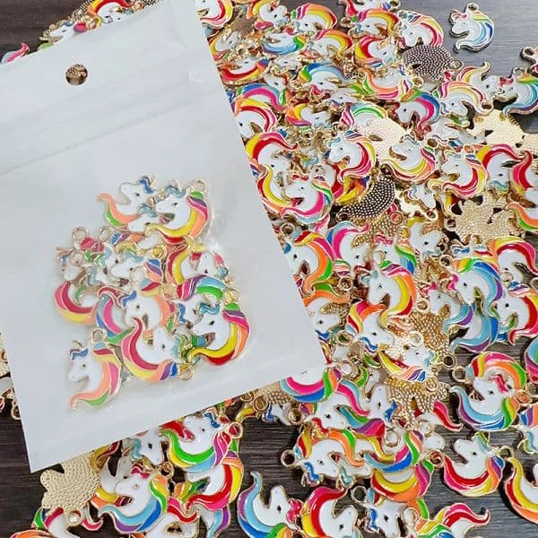 20Pcs Cute Enamel Colorful Unicorn Pendant Charm for Bracelet Earrings Necklace Handmade Accessories Ornament Gift Wholesale