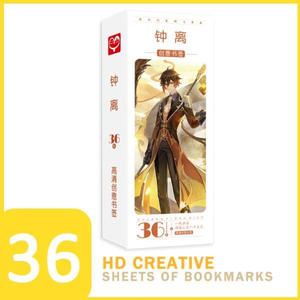36 new Sheets/Set Genshin Impact Bookmark Postcards Wriothesley Photocards Furina Boxed 147*54*22mm Xiao 2025 Zhongli Wanderer Hutao HD