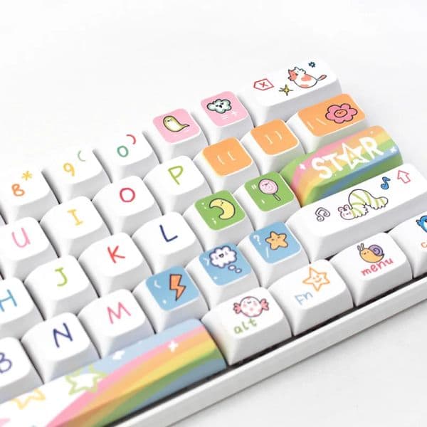 GMK 1 Set 127 Keys XDA Animal Party Theme DIY Key Caps Mechanical Keyboard Rainbow PBT Full Set Match MX 87/104/61/81