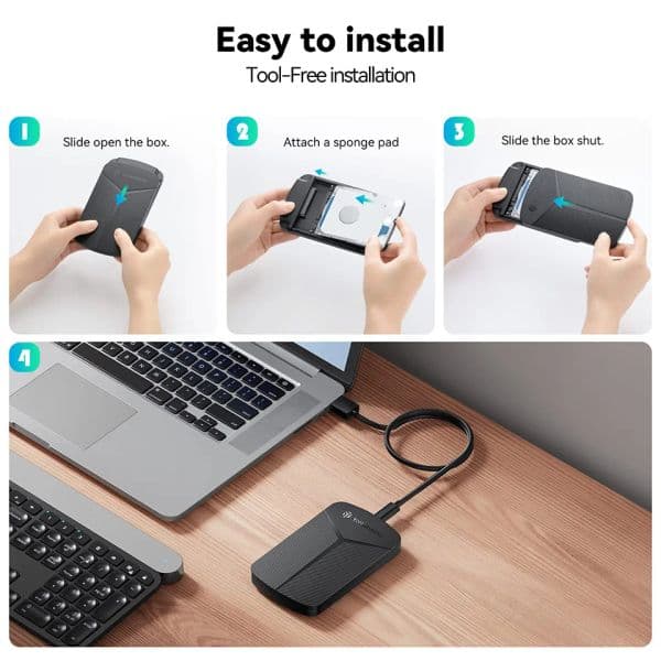 Yottamaster 2.5" SATA SSD External Case USB 3.0 HDD Hard Disk Drive Enclosure 2.5 inch HD Storage Box House Cover For PC Laptop